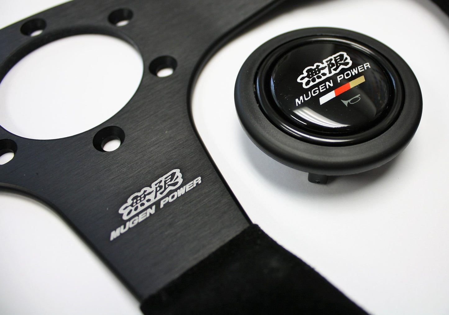 MUGEN RACING III, 350MM STEERING WHEEL - BLACK SUEDE BLACK STITCHING