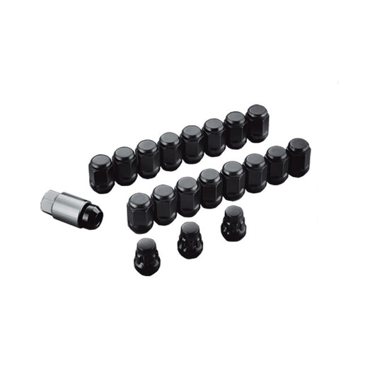 TYPE R WHEEL NUT & LOCK SET 5H TAPERED (BLACK) 20 PACK