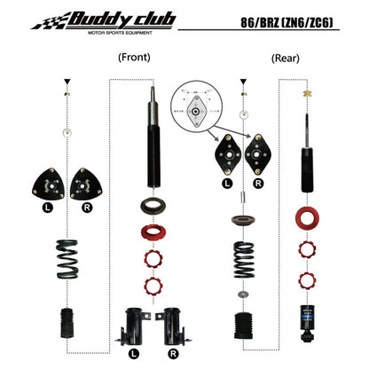 BUDDYCLUB SPORTS SPEC DAMPER AND COILOVER SPRING KIT TO SUIT TOYOTA 86 (FT) & SUBARU BRZ (ZN6)