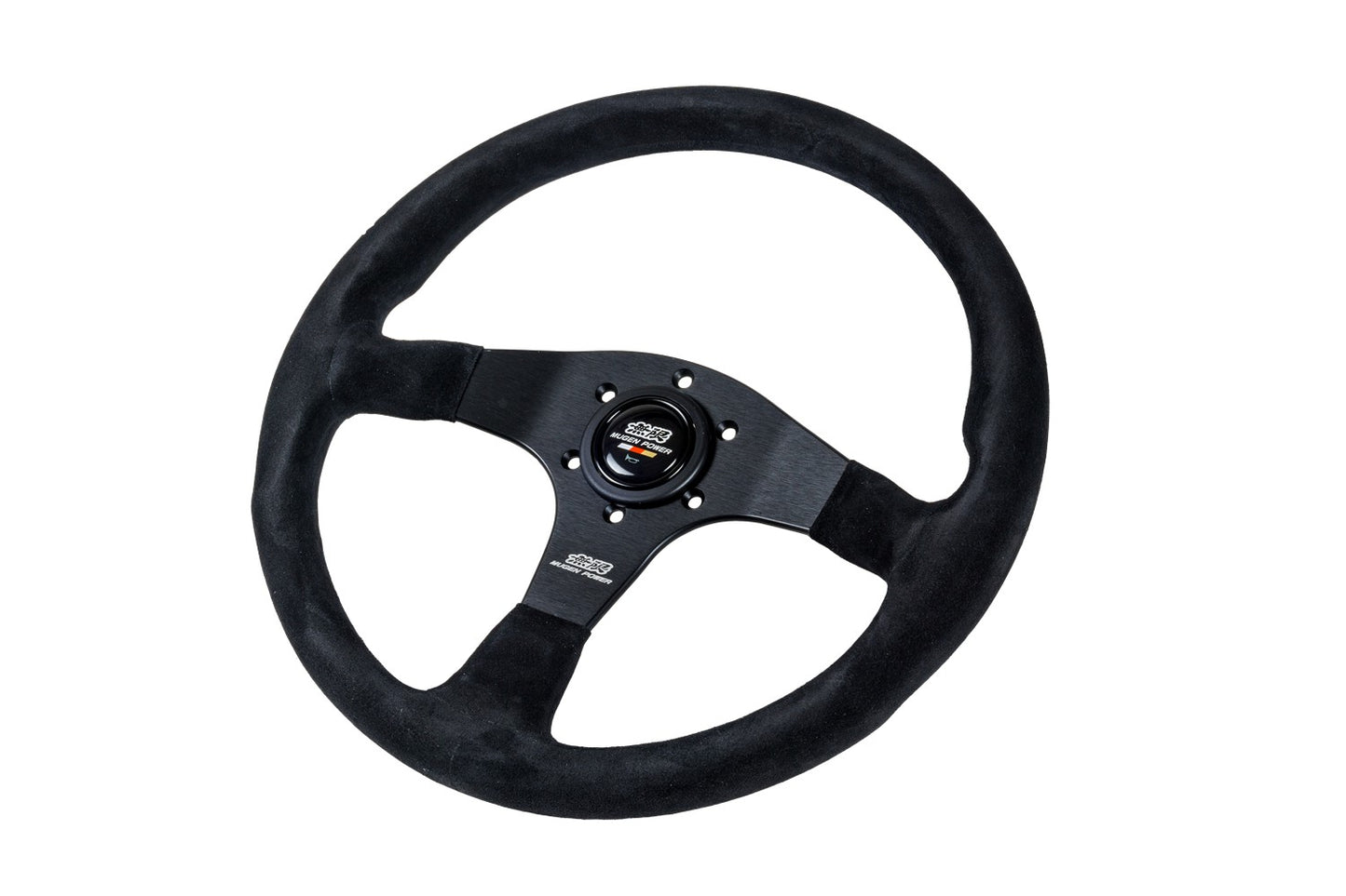 MUGEN RACING III, 350MM STEERING WHEEL - BLACK SUEDE BLACK STITCHING