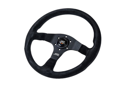 MUGEN RACING III, 350MM STEERING WHEEL - BLACK SUEDE BLACK STITCHING