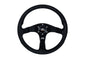 MUGEN RACING III, 350MM STEERING WHEEL - BLACK SUEDE BLACK STITCHING