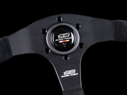 MUGEN RACING III, 350MM STEERING WHEEL - BLACK SUEDE BLACK STITCHING